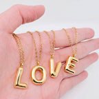 Bubble Shape Initials 18K Gold Plated Pendant Necklace | Alphabet Letter Charm Necklace by The Bullish Store