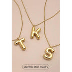 Bubble Shape Initials 18K Gold Plated Pendant Necklace | Alphabet Letter Charm Necklace by The Bullish Store
