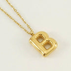 Bubble Shape Initials 18K Gold Plated Pendant Necklace | Alphabet Letter Charm Necklace by The Bullish Store