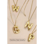 Bubble Shape Initials 18K Gold Plated Pendant Necklace | Alphabet Letter Charm Necklace by The Bullish Store