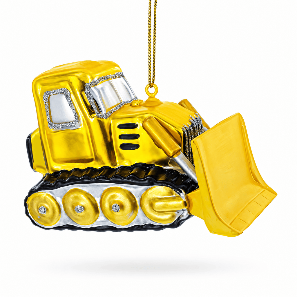 Bulldozer Glass Christmas Ornament Christmas Ornaments > Transportation La Vie Bien Bulldozer Glass Christmas Ornament