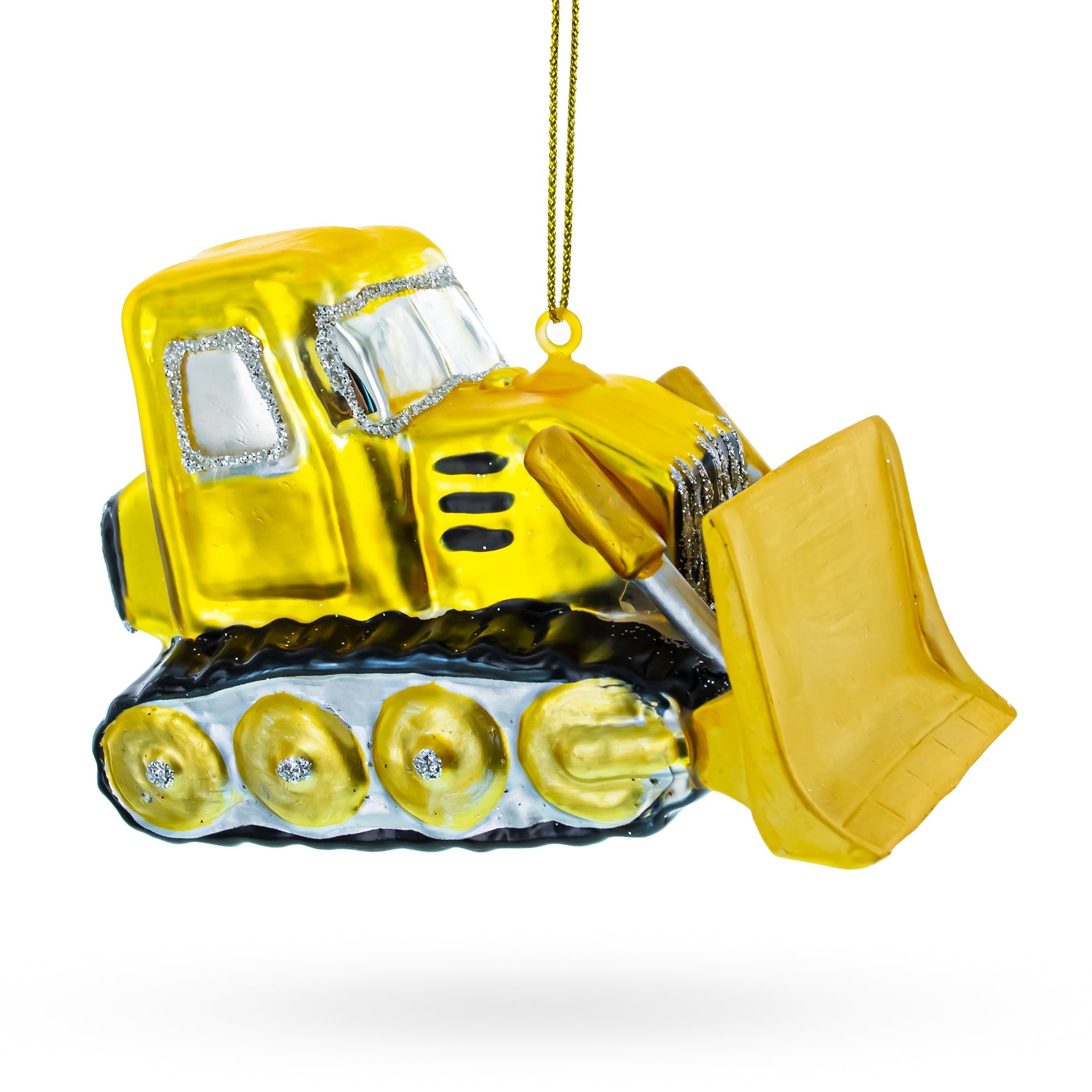 Bulldozer Glass Christmas Ornament Christmas Ornaments > Transportation La Vie Bien Bulldozer Glass Christmas Ornament