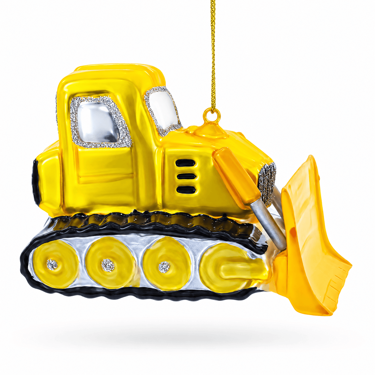 Bulldozer with Front Blade Glass Christmas Ornament Christmas Ornaments > Transportation La Vie Bien Bulldozer with Front Blade Glass Christmas Ornament