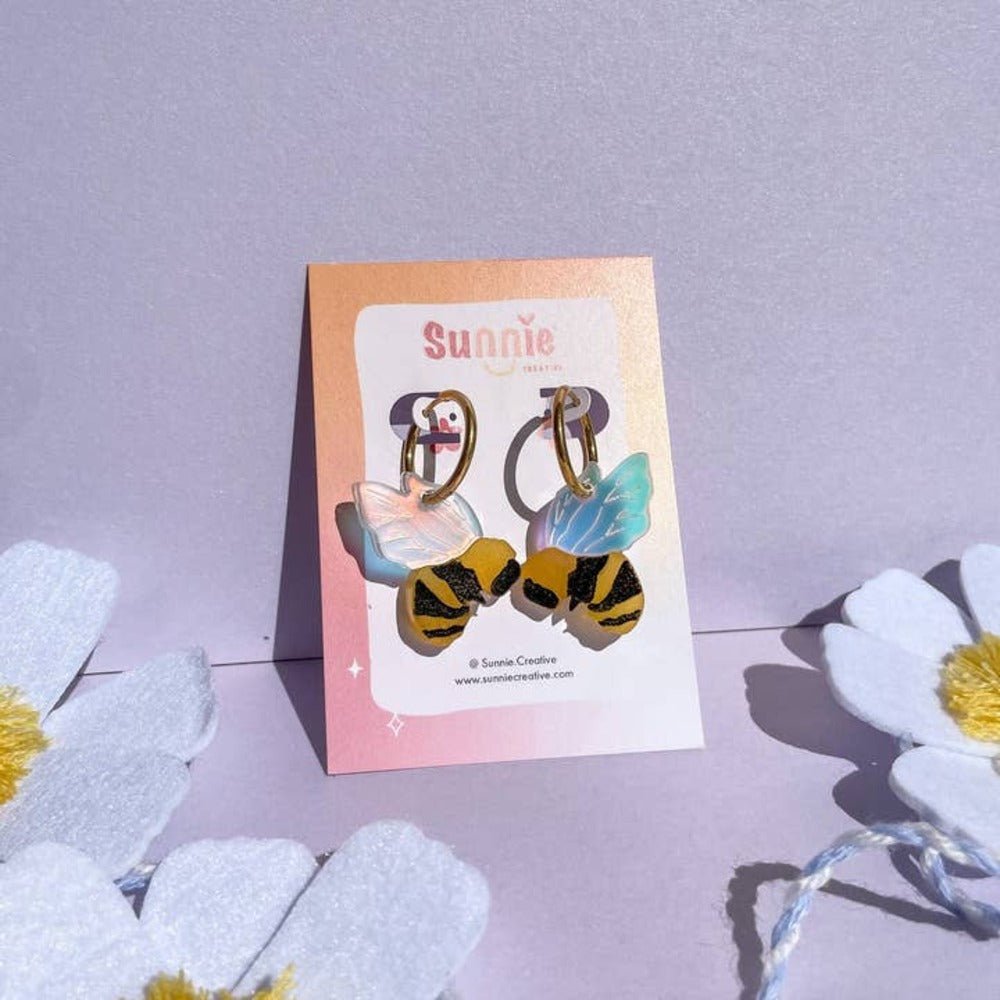 Bumble Bee Hoops Acrylic Earrings Earrings and Accessories La Vie Bien Bumble Bee Hoops Acrylic Earrings