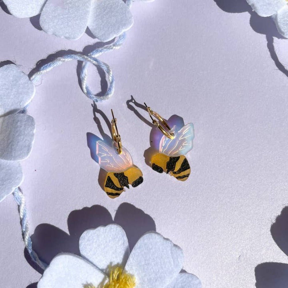 Bumble Bee Hoops Acrylic Earrings Earrings and Accessories La Vie Bien Bumble Bee Hoops Acrylic Earrings