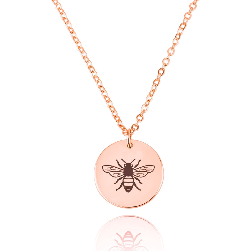 Bumblebee Engraving Disc Necklace