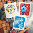 Bundle of 3 Swedish Dishcloths | Blue Nutcracker, Ornament Ball, Blue Snowflakes Swedish Dishcloths La Vie Bien Bundle of 3 Swedish Dishcloths | Blue Nutcracker, Ornament Ball, Blue Snowflakes