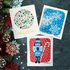Bundle of 3 Swedish Dishcloths | Blue Nutcracker, Ornament Ball, Blue Snowflakes Swedish Dishcloths La Vie Bien Bundle of 3 Swedish Dishcloths | Blue Nutcracker, Ornament Ball, Blue Snowflakes