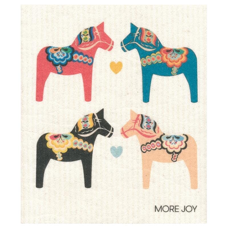 Bundle of 3 Swedish Dishcloths | Merry Christmas Glad Tidings Dala Horse Swedish Dishcloths La Vie Bien Bundle of 3 Swedish Dishcloths | Merry Christmas Glad Tidings Dala Horse