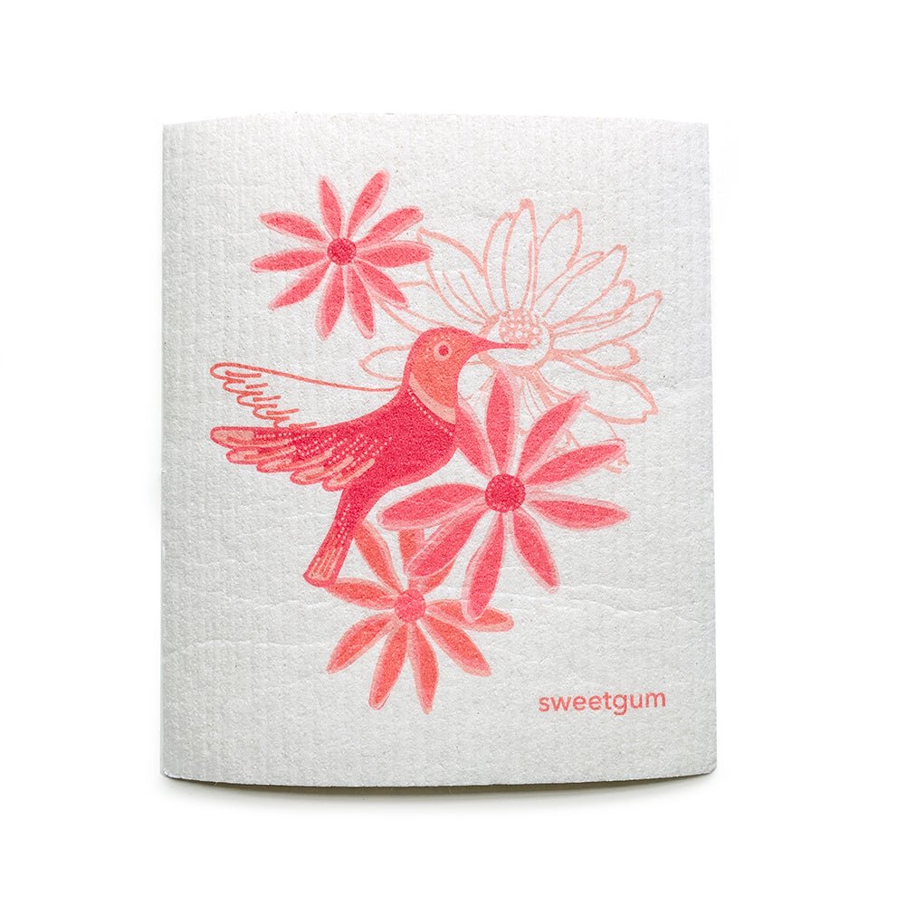 Bundle of 3 Swedish Dishcloths | Pink Flowers & Hummingbird Swedish Dishcloths La Vie Bien Bundle of 3 Swedish Dishcloths | Pink Flowers & Hummingbird