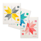 Bundle of 3 Swedish Dishcloths | Quilt Stars Yellow, Blue & Pink Swedish Dishcloths La Vie Bien Bundle of 3 Swedish Dishcloths | Quilt Stars Yellow, Blue & Pink