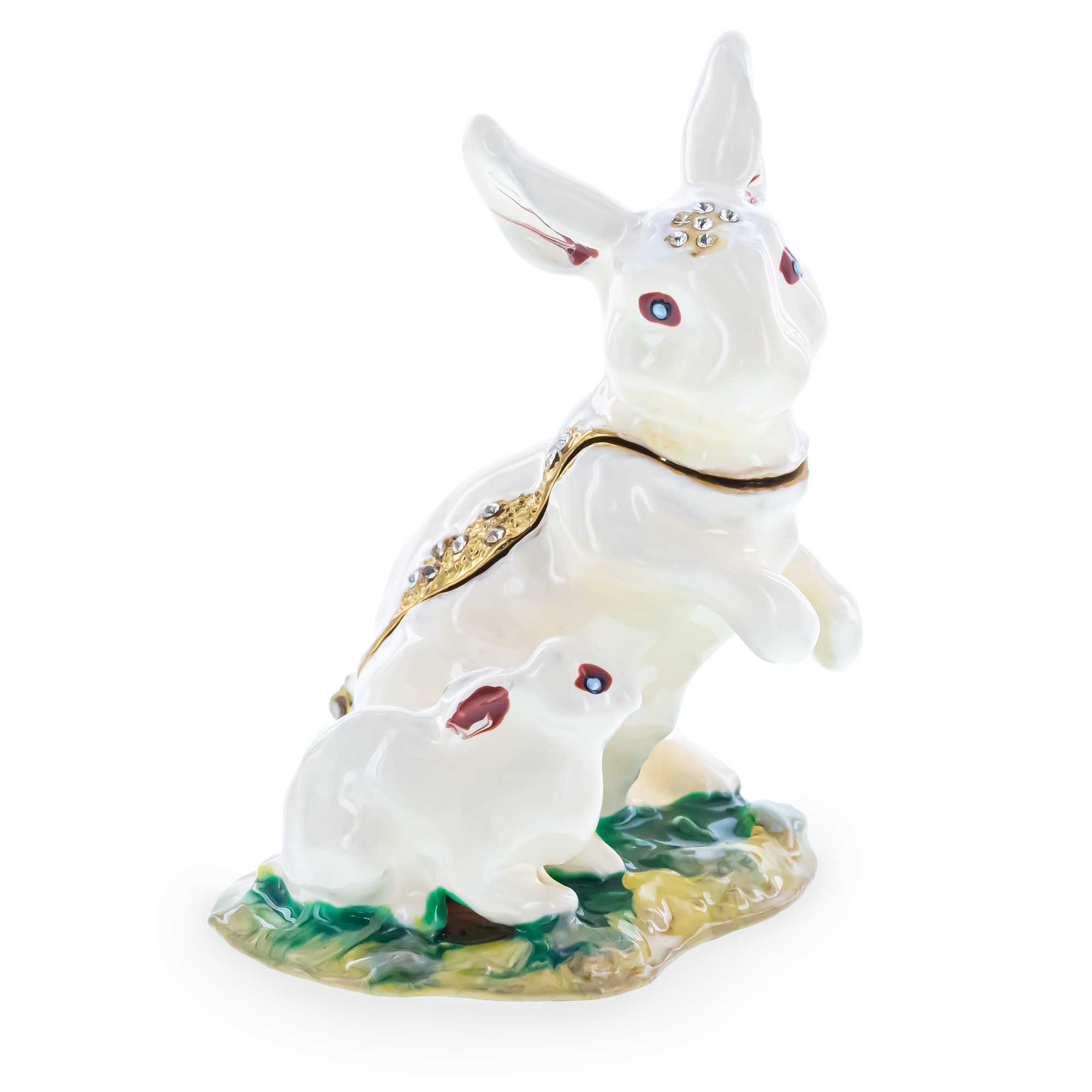 Bunny Family Jeweled Trinket Box Figurine Easter > Figurines > Bunnies La Vie Bien Bunny Family Jeweled Trinket Box Figurine
