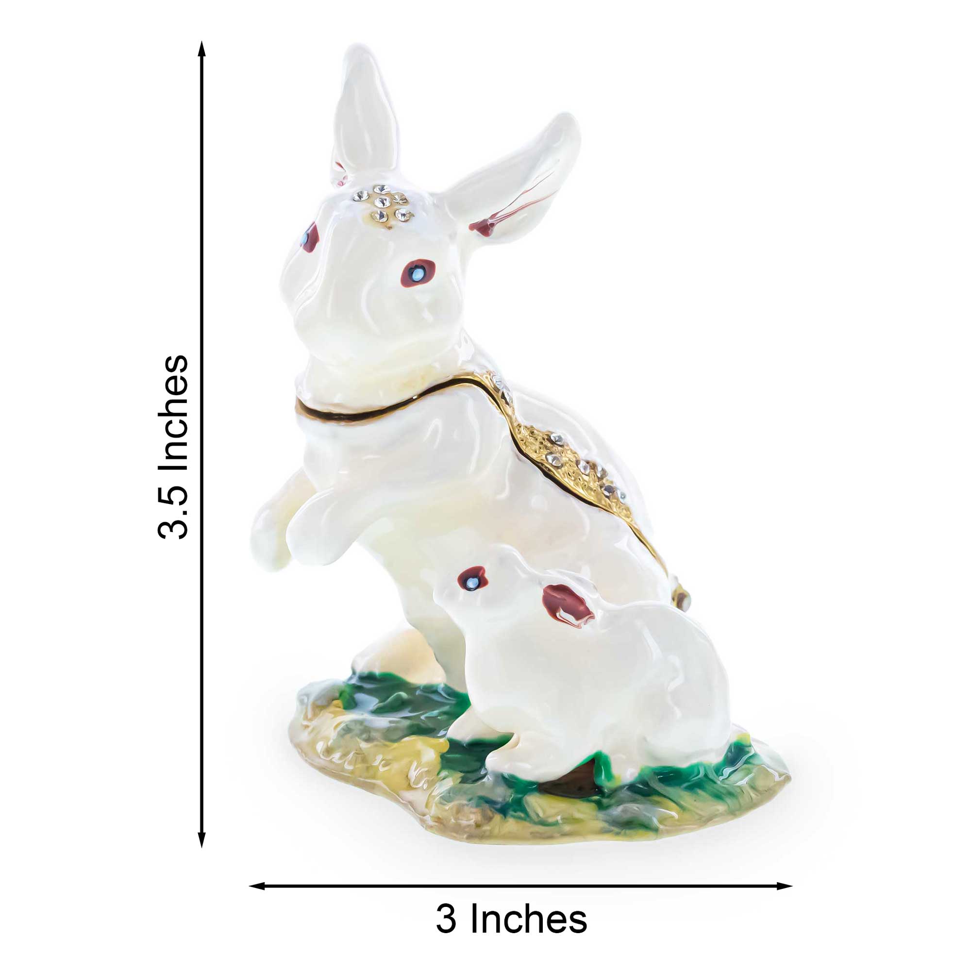 Bunny Family Jeweled Trinket Box Figurine Easter > Figurines > Bunnies La Vie Bien Bunny Family Jeweled Trinket Box Figurine