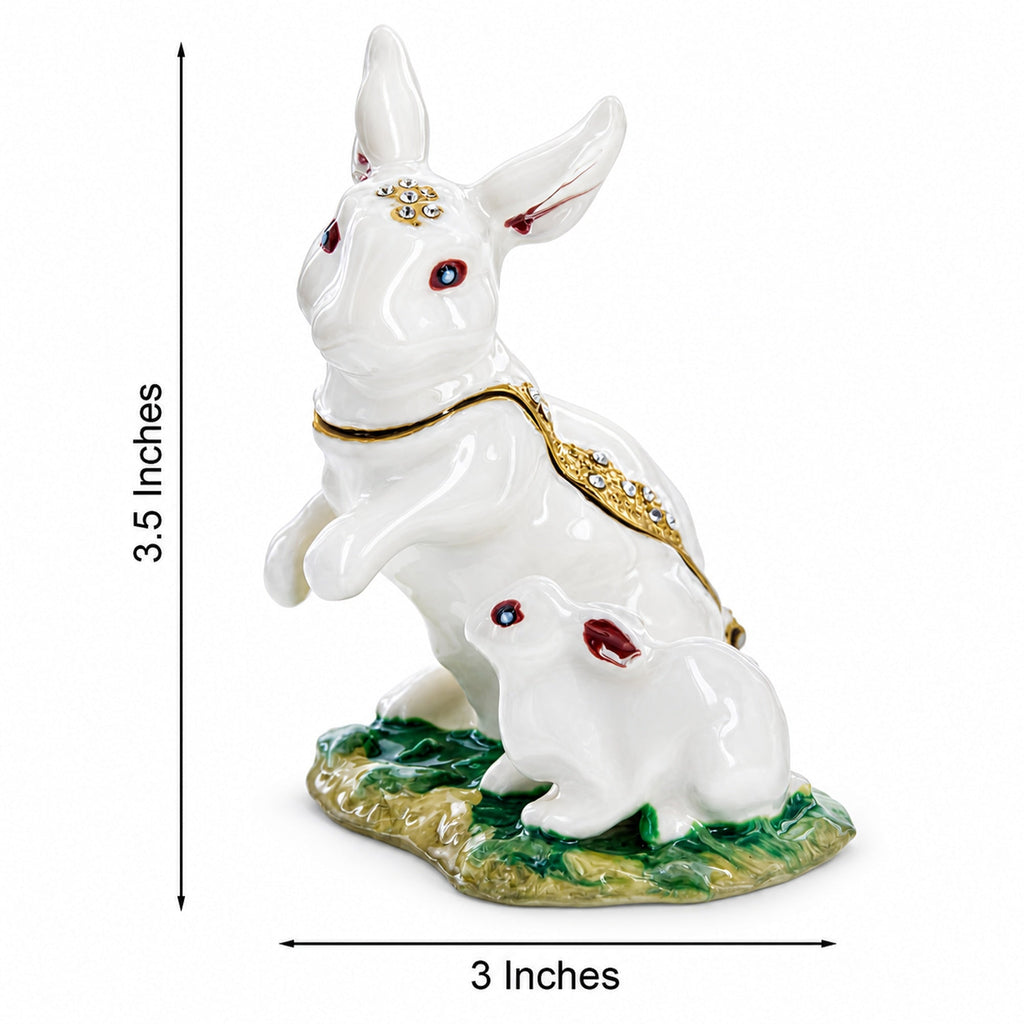 Bunny Family Jeweled Trinket Box Figurine Easter > Figurines > Bunnies La Vie Bien Bunny Family Jeweled Trinket Box Figurine