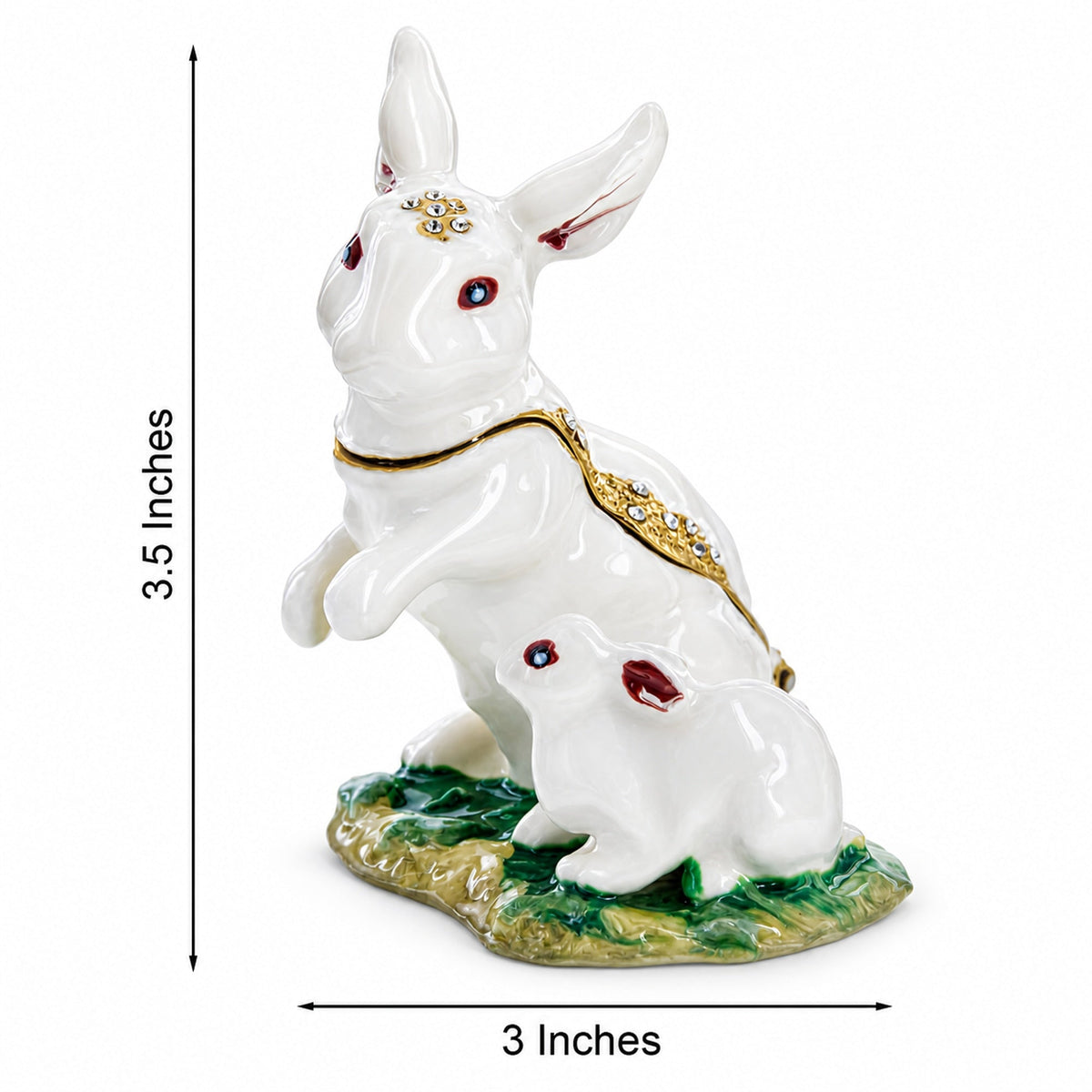Bunny Family Jeweled Trinket Box Figurine Easter > Figurines > Bunnies La Vie Bien Bunny Family Jeweled Trinket Box Figurine