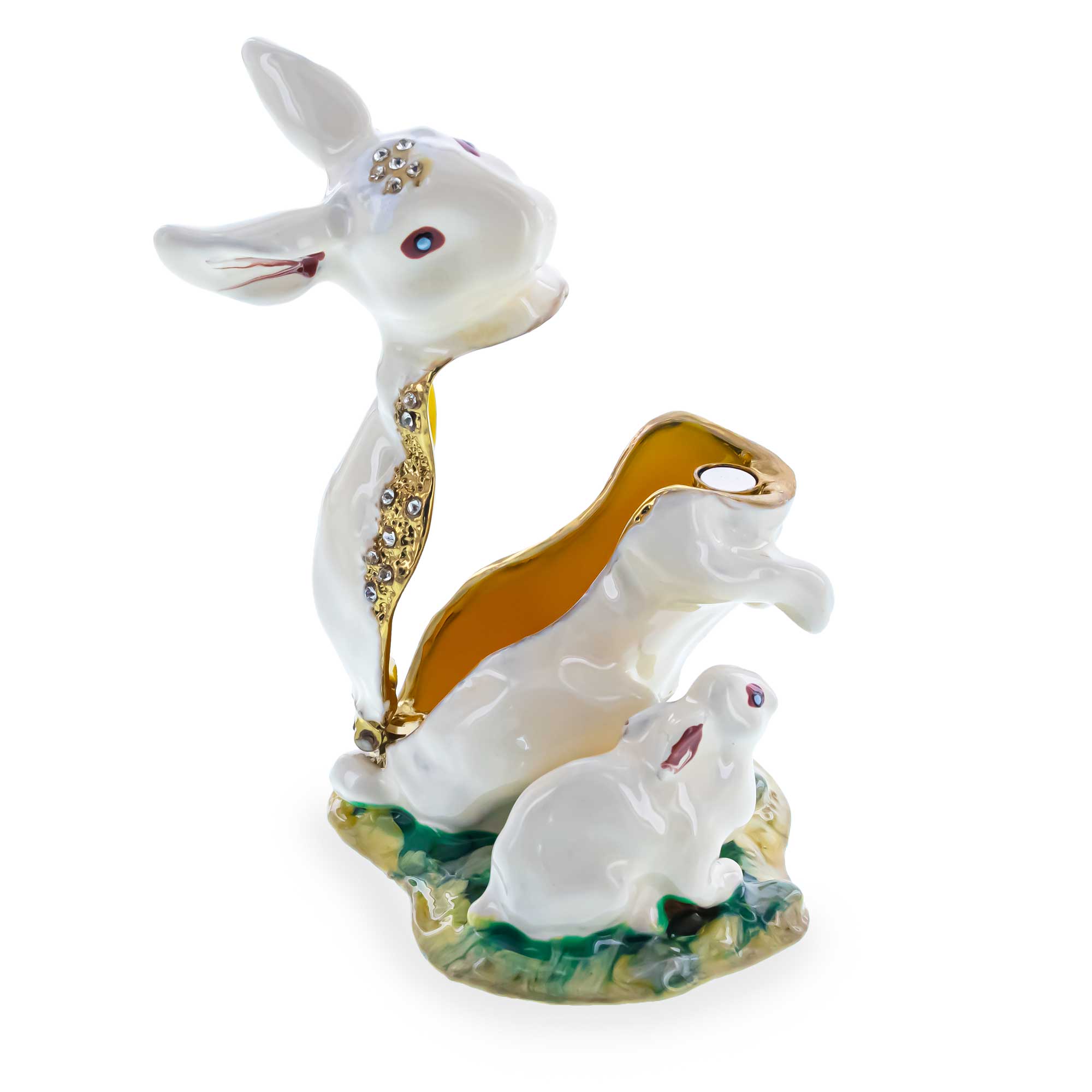 Bunny Family Jeweled Trinket Box Figurine Easter > Figurines > Bunnies La Vie Bien Bunny Family Jeweled Trinket Box Figurine