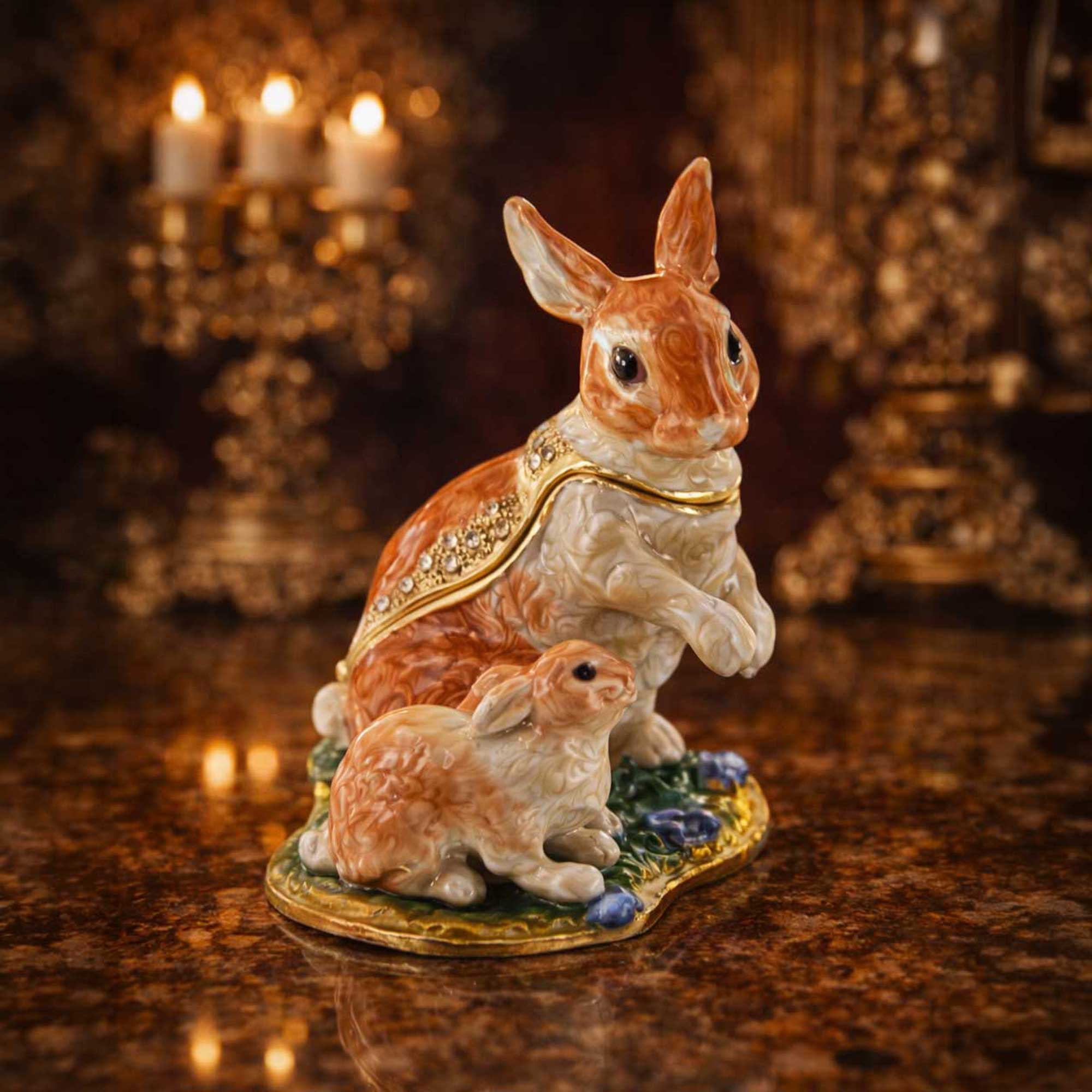 Bunny Family Trinket Box 3.25 Inches Easter > Figurines > Bunnies La Vie Bien Bunny Family Trinket Box 3.25 Inches