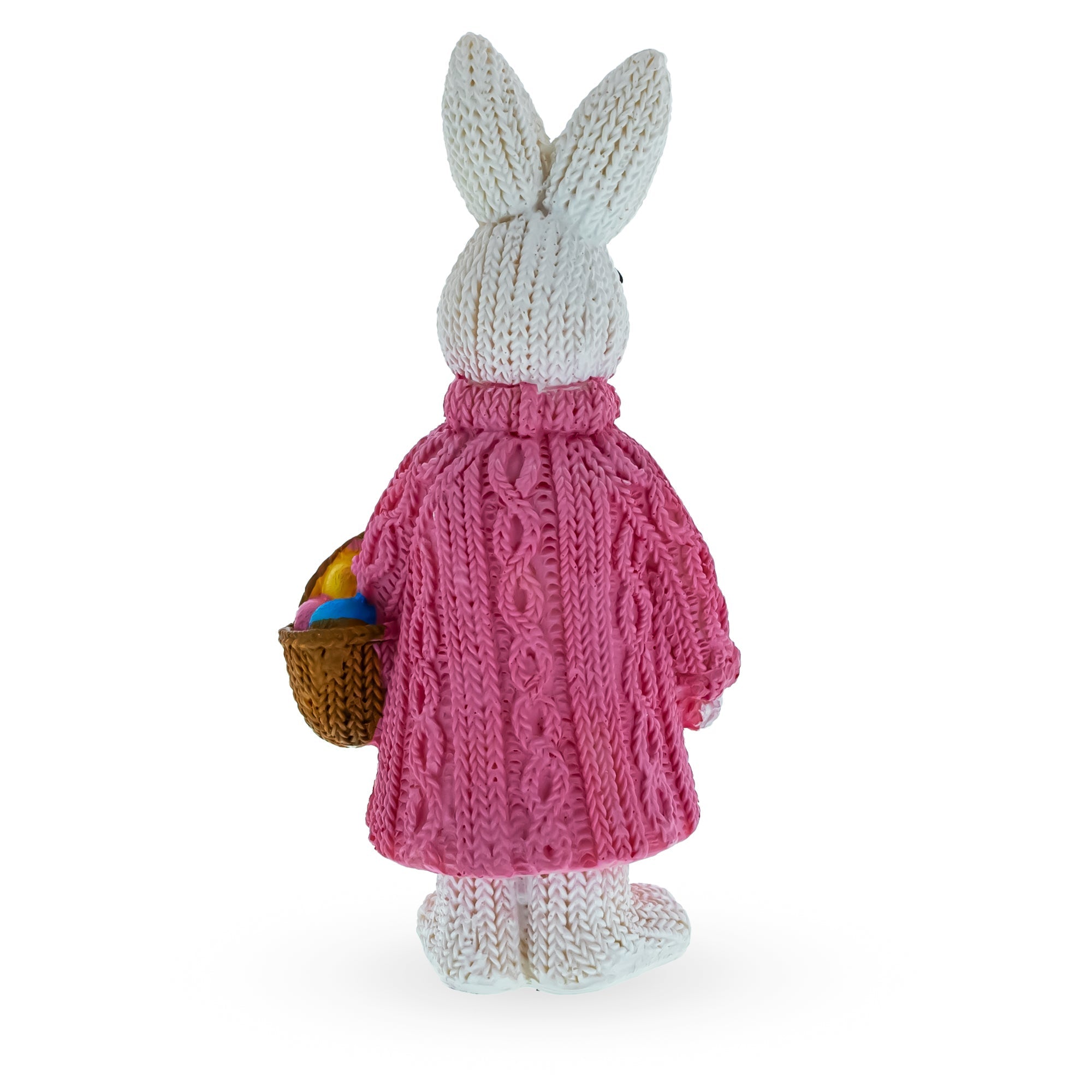 Bunny Figure with Pastel Basket and Sweater Detail 5.8 Inches Tall Easter > Figurines > Bunnies La Vie Bien Bunny Figure with Pastel Basket and Sweater Detail 5.8 Inches Tall
