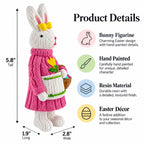 Bunny Figure with Pastel Basket and Sweater Detail 5.8 Inches Tall Easter > Figurines > Bunnies La Vie Bien Bunny Figure with Pastel Basket and Sweater Detail 5.8 Inches Tall