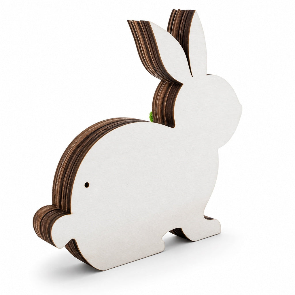Bunny Shape Spring Garden with Butterflies Wooden Figurine Easter > Figurines > Bunnies La Vie Bien Bunny Shape Spring Garden with Butterflies Wooden Figurine