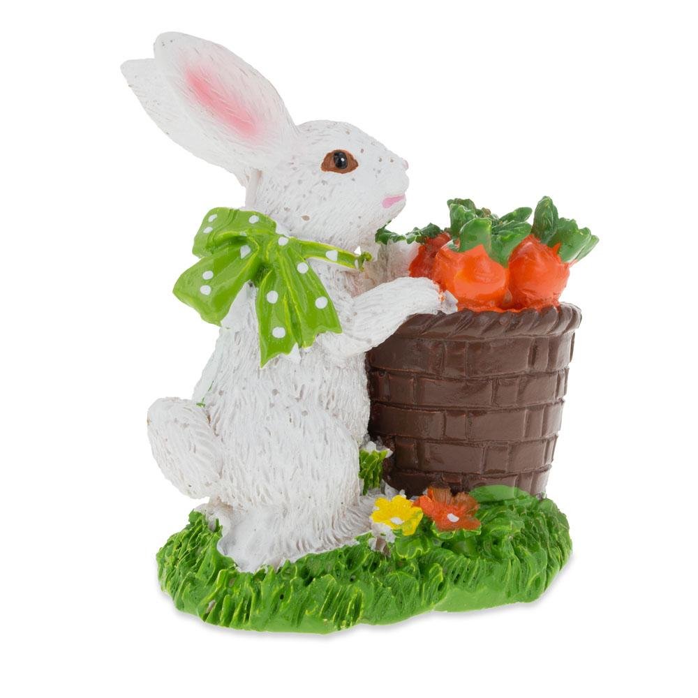 Bunny With Easter Basket Filled With Carrots Tabletop Figurine 3 Inches Tall Easter > Figurines > Bunnies La Vie Bien Bunny With Easter Basket Filled With Carrots Tabletop Figurine 3 Inches Tall