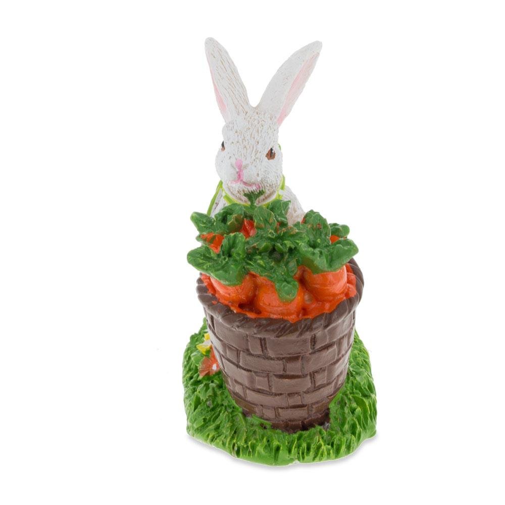 Bunny With Easter Basket Filled With Carrots Tabletop Figurine 3 Inches Tall Easter > Figurines > Bunnies La Vie Bien Bunny With Easter Basket Filled With Carrots Tabletop Figurine 3 Inches Tall
