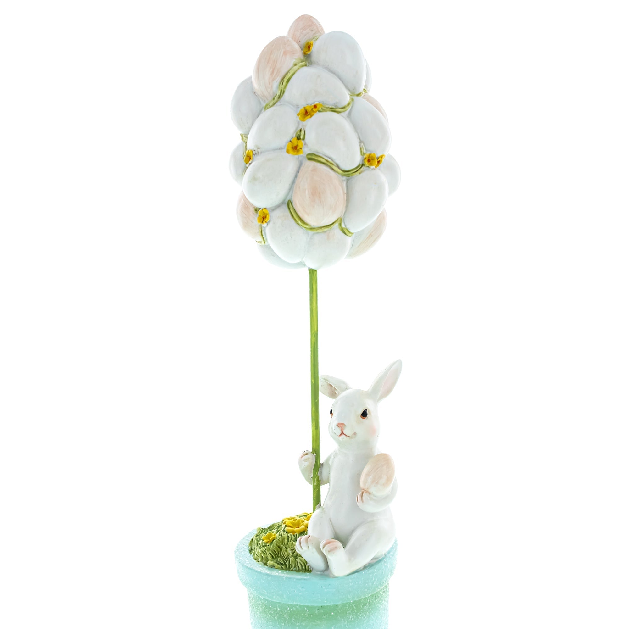 Bunny's Treasured Easter Egg Vessel Topiary Tabletop Decor Figurine 13.5 Inches Tall Easter > Figurines > Bunnies La Vie Bien Bunny's Treasured Easter Egg Vessel Topiary Tabletop Decor Figurine 13.5 Inches Tall