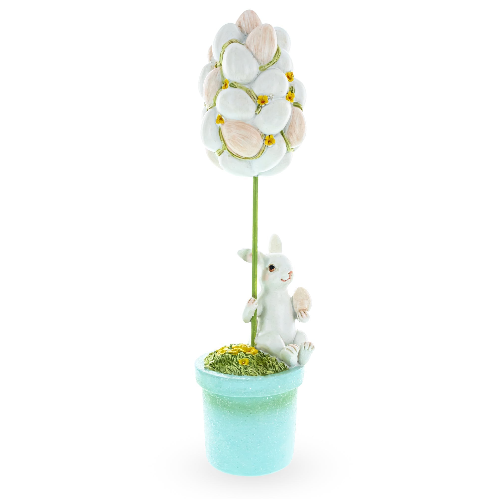 Bunny's Treasured Easter Egg Vessel Topiary Tabletop Decor Figurine 13.5 Inches Tall Easter > Figurines > Bunnies La Vie Bien Bunny's Treasured Easter Egg Vessel Topiary Tabletop Decor Figurine 13.5 Inches Tall