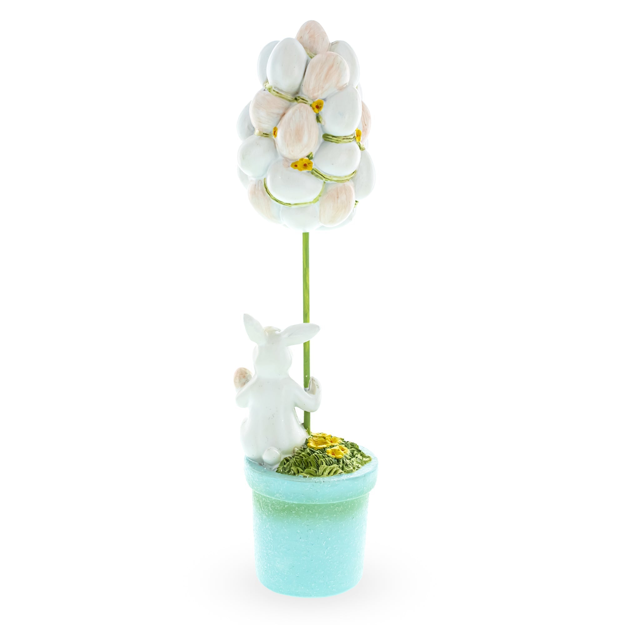 Bunny's Treasured Easter Egg Vessel Topiary Tabletop Decor Figurine 13.5 Inches Tall Easter > Figurines > Bunnies La Vie Bien Bunny's Treasured Easter Egg Vessel Topiary Tabletop Decor Figurine 13.5 Inches Tall