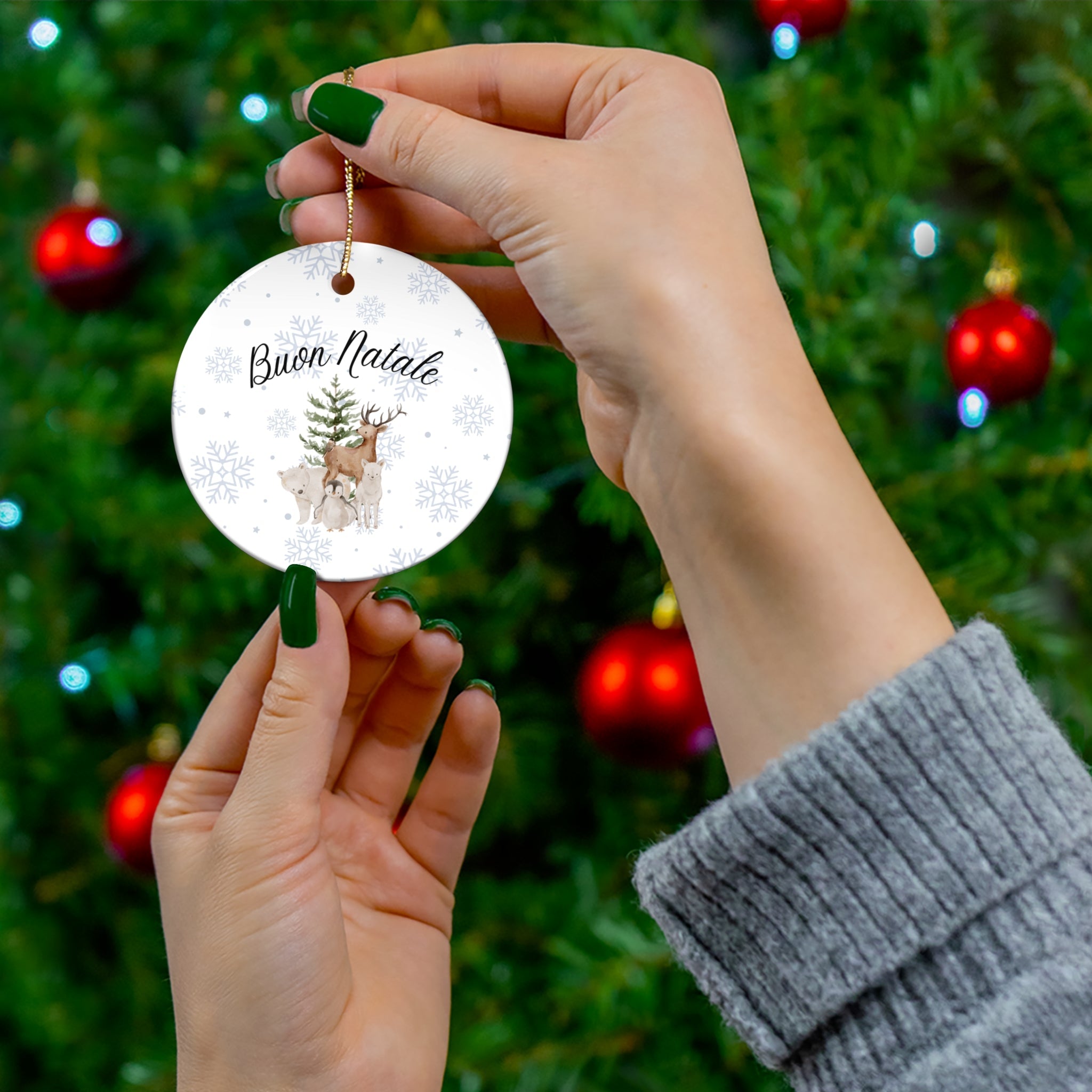 Buon Natale Italian Ceramic Ornament — Holiday Tree & Deer Christmas Decor Home Decor La Vie Bien Buon Natale Italian Ceramic Ornament — Holiday Tree & Deer Christmas Decor