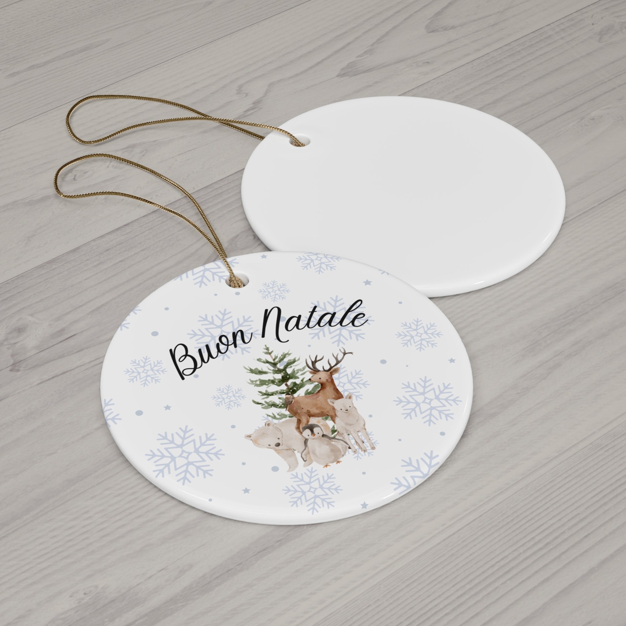 Buon Natale Italian Ceramic Ornament — Holiday Tree & Deer Christmas Decor Home Decor La Vie Bien Buon Natale Italian Ceramic Ornament — Holiday Tree & Deer Christmas Decor