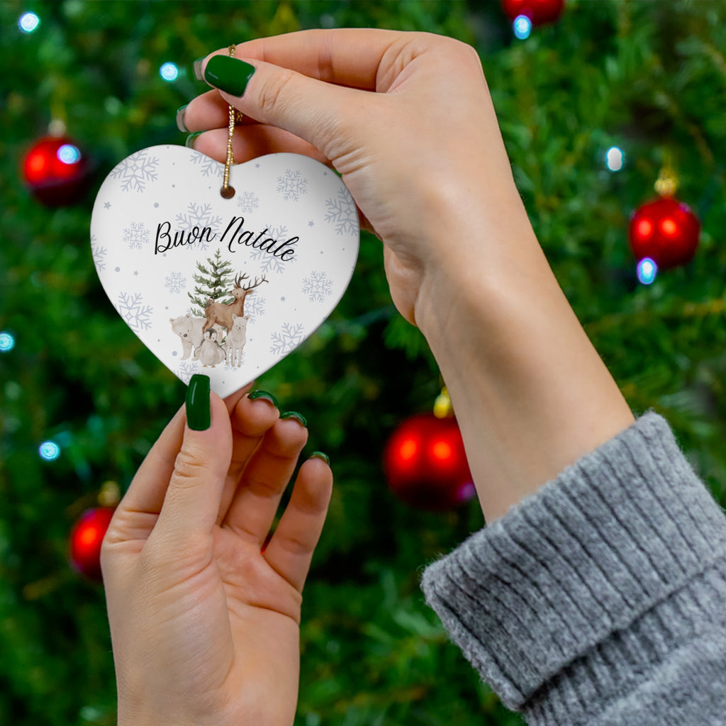 Buon Natale Italian Ceramic Ornament — Holiday Tree & Deer Christmas Decor Home Decor La Vie Bien Buon Natale Italian Ceramic Ornament — Holiday Tree & Deer Christmas Decor