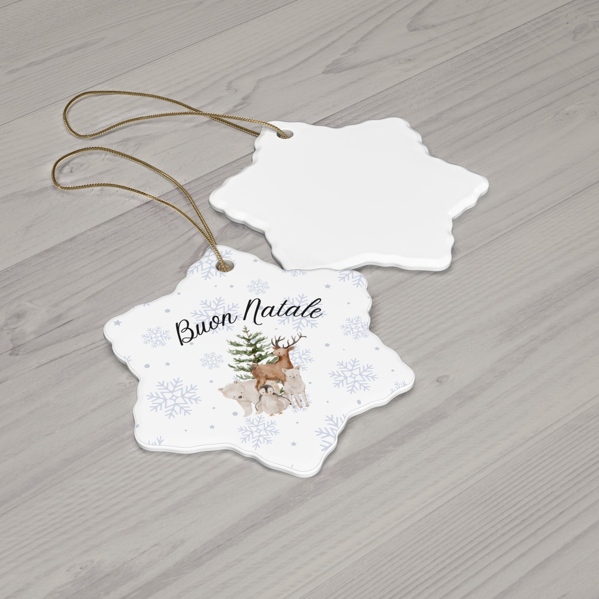 Buon Natale Italian Ceramic Ornament — Holiday Tree & Deer Christmas Decor Home Decor La Vie Bien Buon Natale Italian Ceramic Ornament — Holiday Tree & Deer Christmas Decor