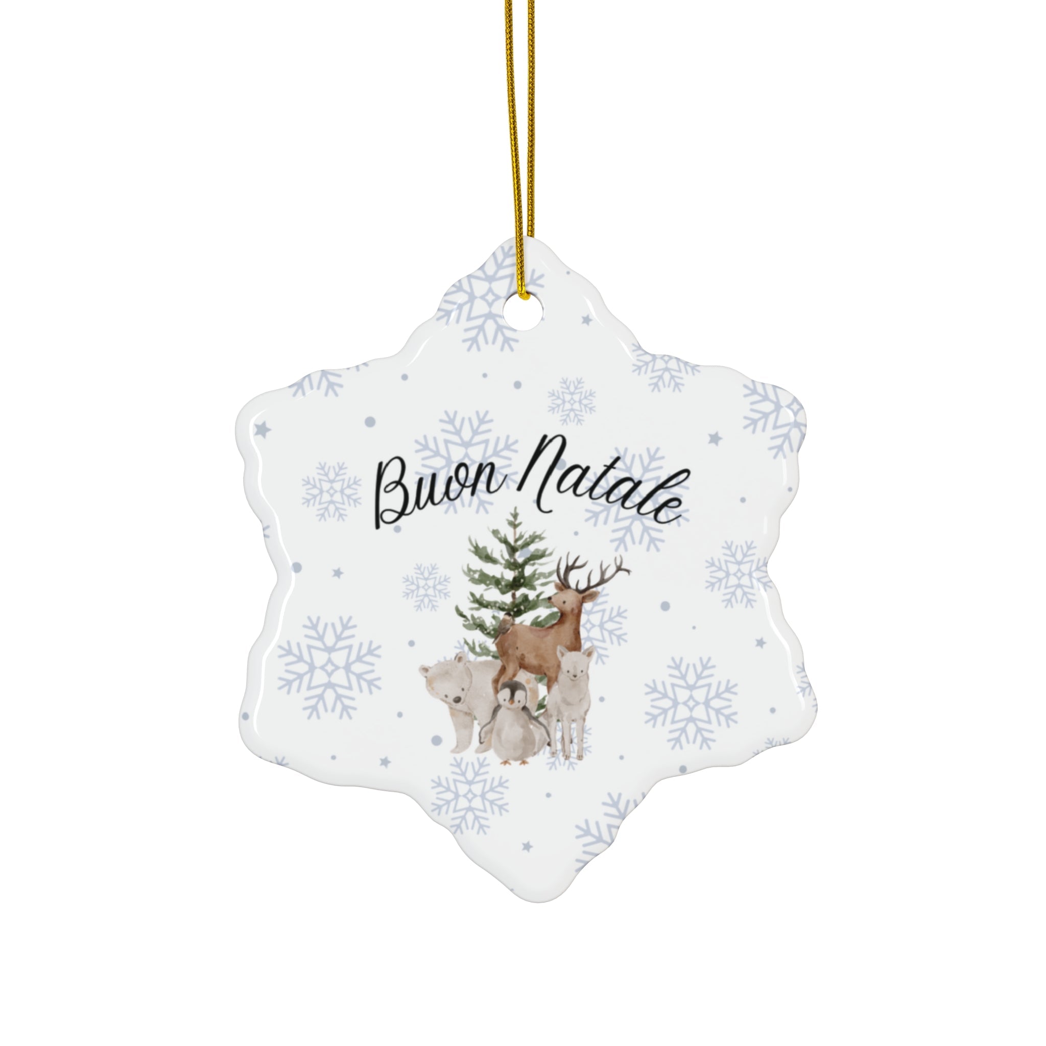 Buon Natale Italian Ceramic Ornament — Holiday Tree & Deer Christmas Decor Home Decor La Vie Bien Buon Natale Italian Ceramic Ornament — Holiday Tree & Deer Christmas Decor