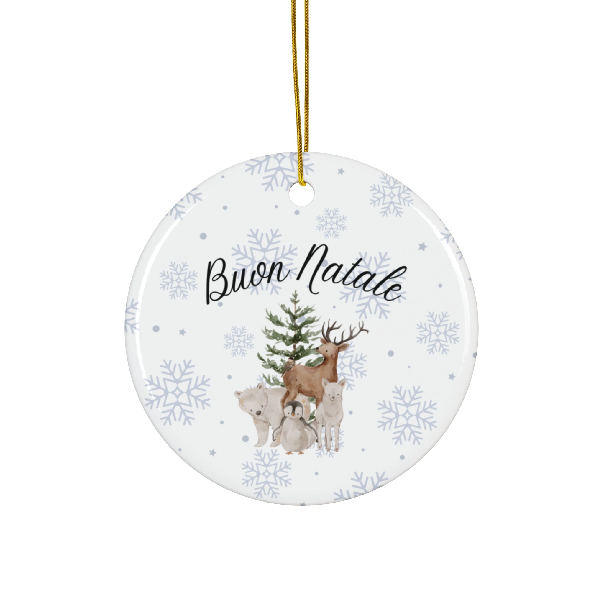 Buon Natale Italian Ceramic Ornament — Holiday Tree & Deer Christmas Decor Home Decor La Vie Bien Buon Natale Italian Ceramic Ornament — Holiday Tree & Deer Christmas Decor