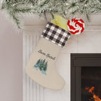 Buon Natale Italian Merry Christmas Pine Trees Christmas Stocking, Plaid Cuff, Holiday Stocking by Printify