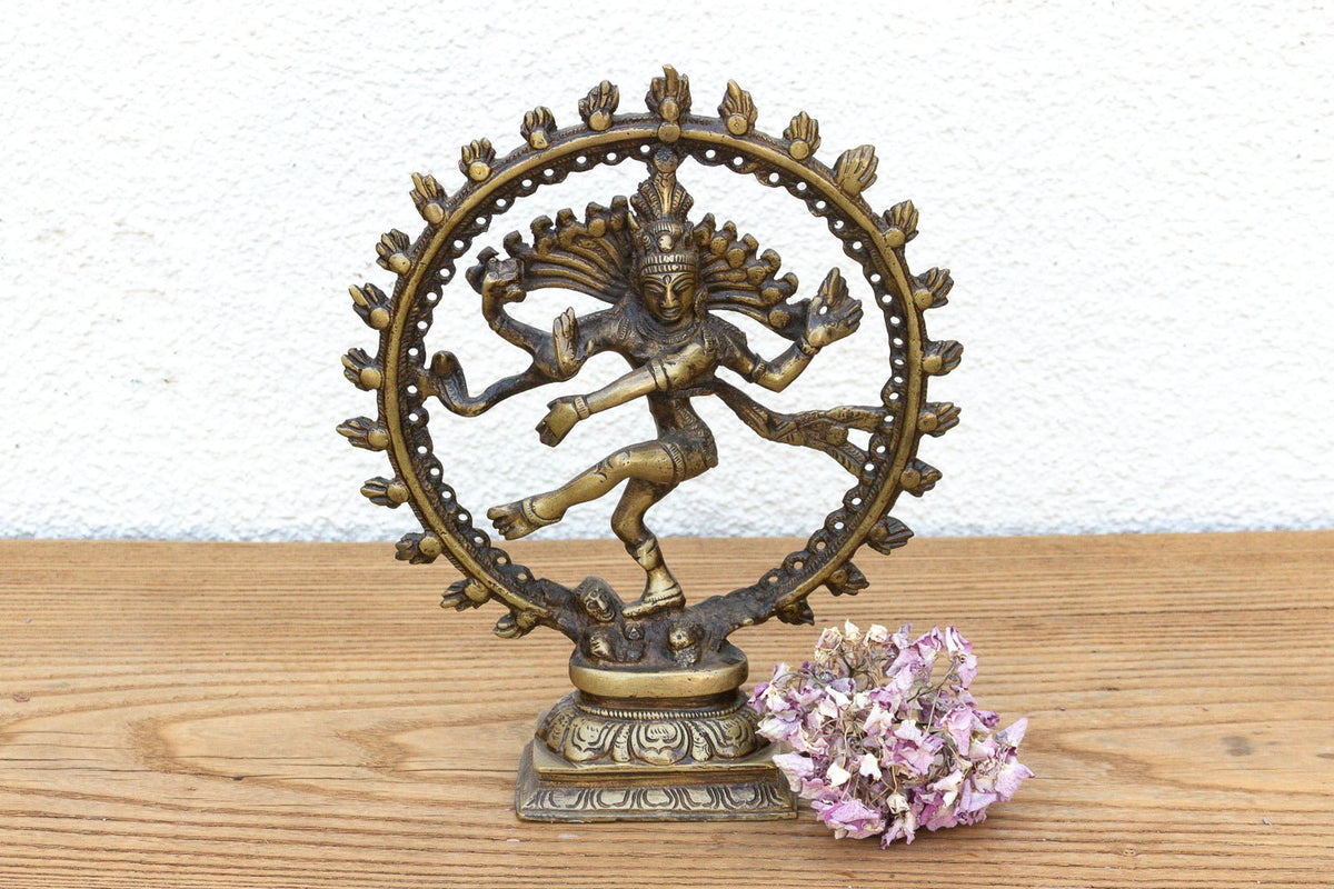 Burnished Golden Brass Shiva Nataraja Figurine La Vie Bien Burnished Golden Brass Shiva Nataraja