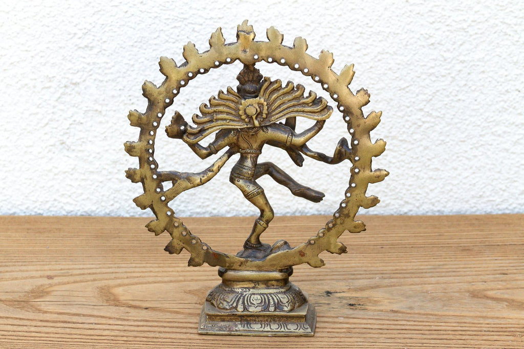 Burnished Golden Brass Shiva Nataraja Figurine La Vie Bien Burnished Golden Brass Shiva Nataraja