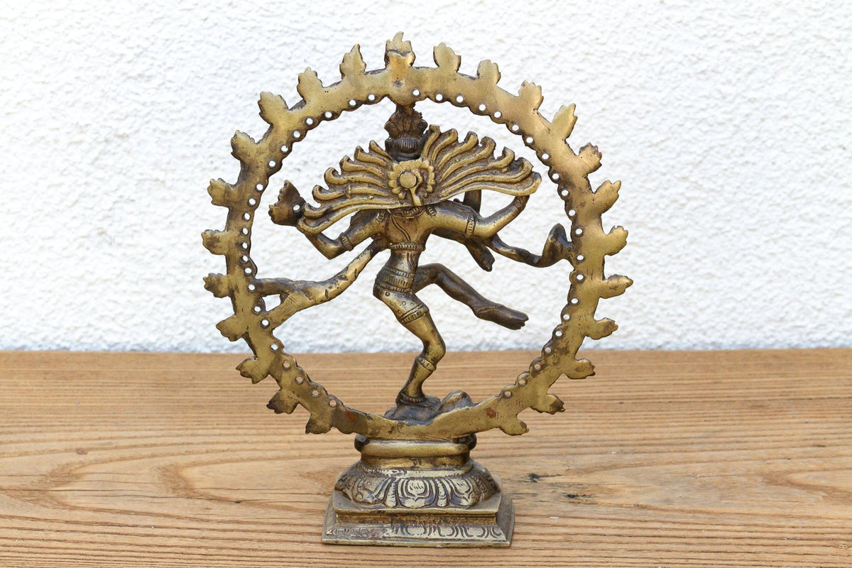 Burnished Golden Brass Shiva Nataraja Figurine La Vie Bien Burnished Golden Brass Shiva Nataraja