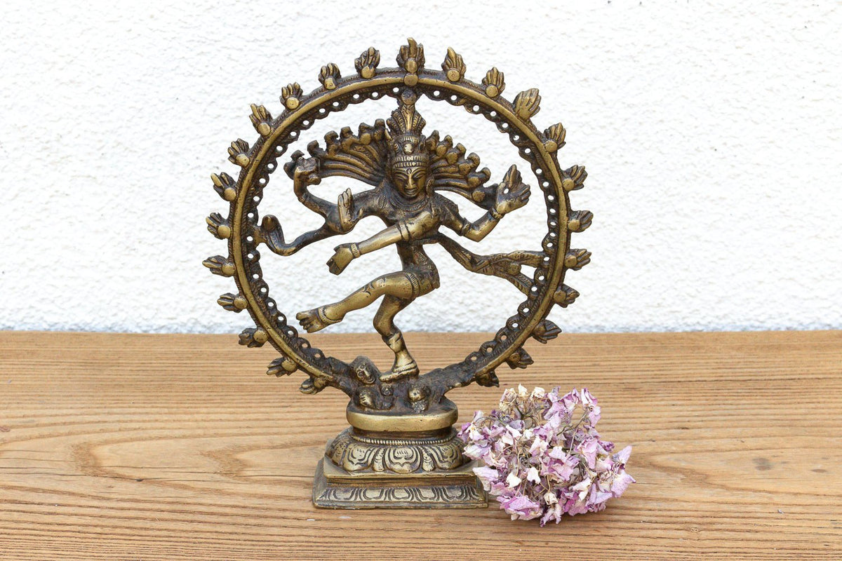 Burnished Golden Brass Shiva Nataraja Figurine La Vie Bien Burnished Golden Brass Shiva Nataraja