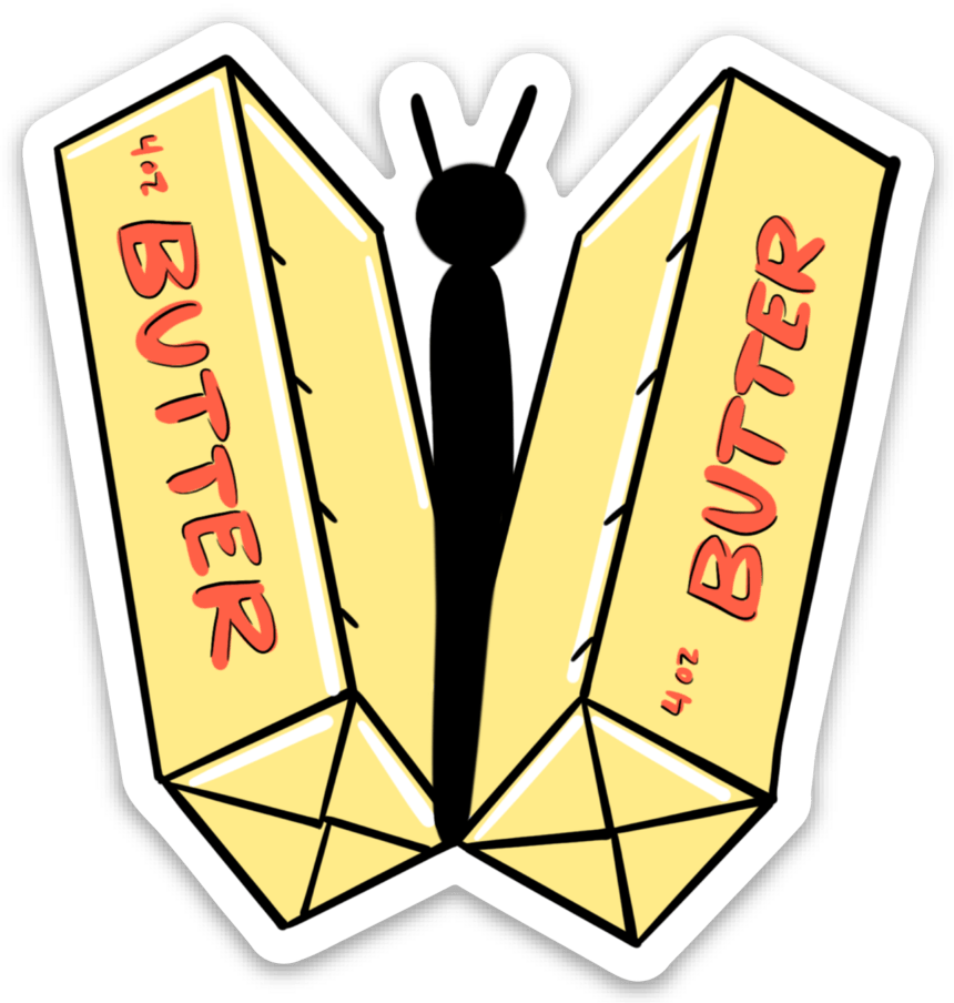 Butter-Fly Punny Love Vinyl Sticker by Five Dot Post