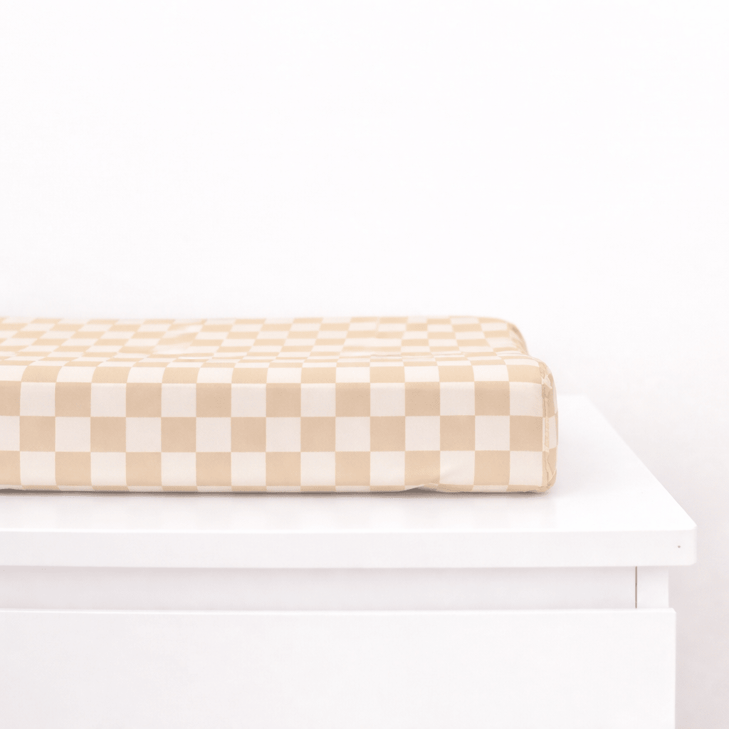 Butter Yellow Checkered Changing Pad Cover La Vie Bien Butter Yellow Checkered Changing Pad Cover