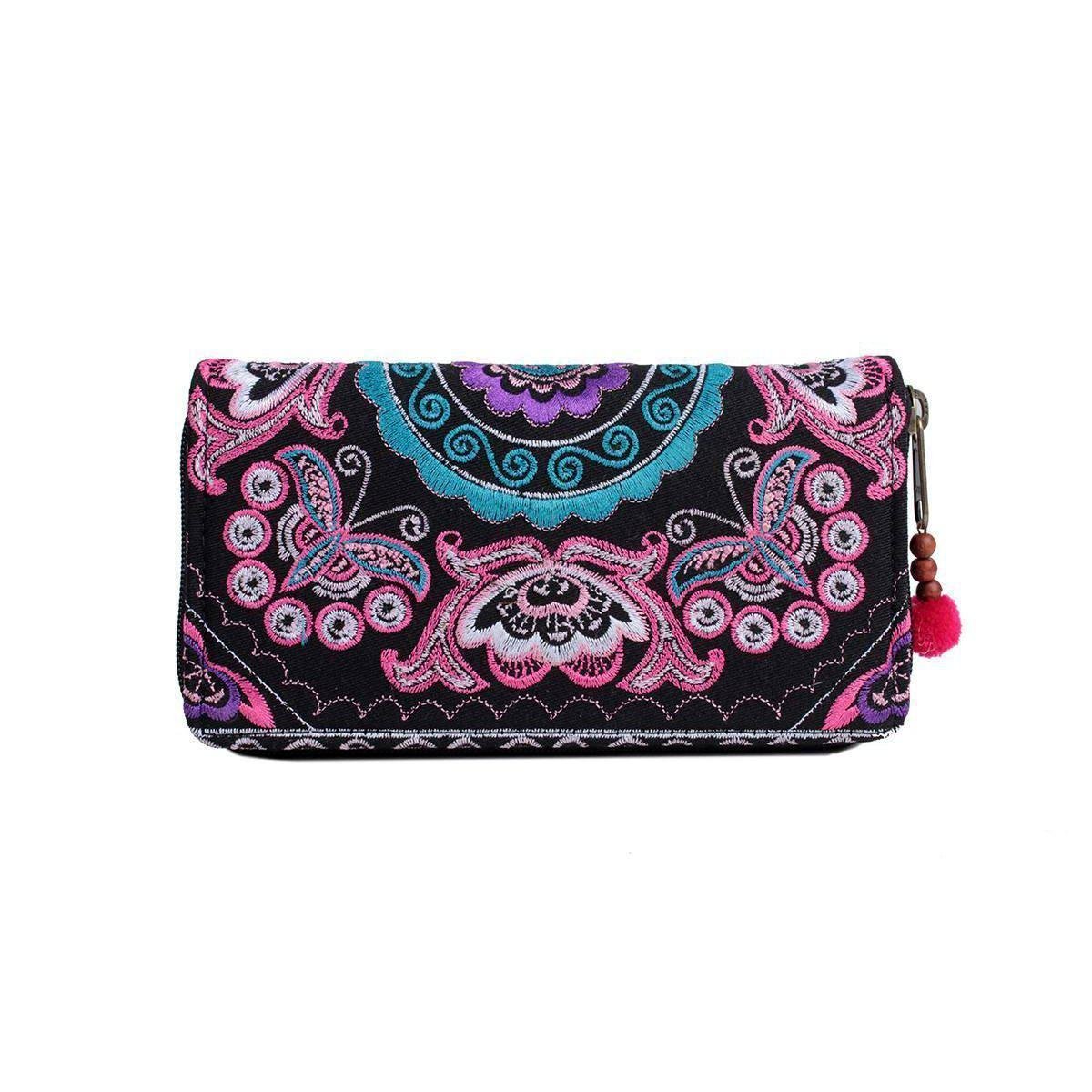 Butterfly Embroidered Wallet - Thailand Bags La Vie Bien Butterfly Embroidered Wallet - Thailand
