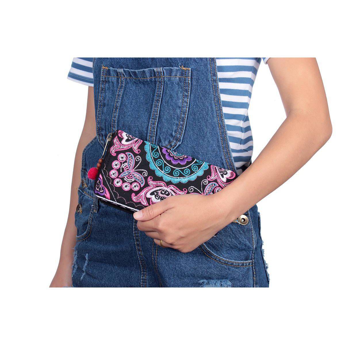 Butterfly Embroidered Wallet - Thailand Bags La Vie Bien Butterfly Embroidered Wallet - Thailand
