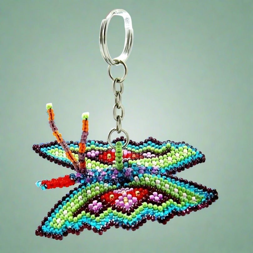 Butterfly Seed Bead Key Chain - Mexico Keychains La Vie Bien Butterfly Seed Bead Key Chain - Mexico