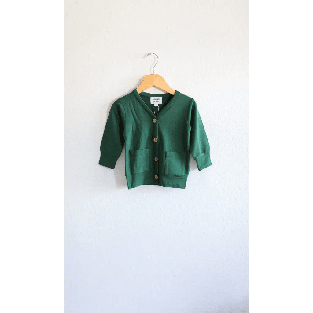 Buttery Soft Forest Green Baby Grandpa Cardigan by Polished Prints