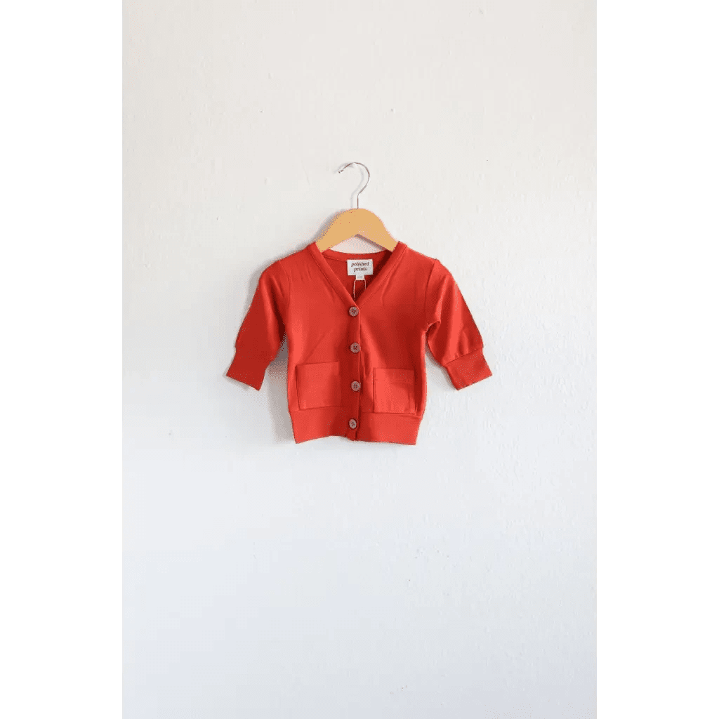 Buttery Soft Red Baby Grandpa Cardigan by Polished Prints