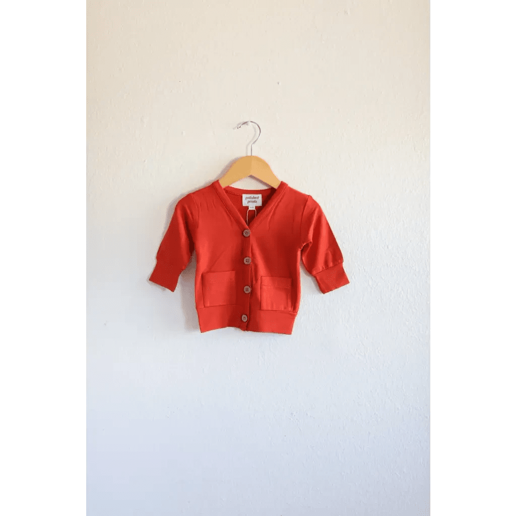 Buttery Soft Red Baby Grandpa Cardigan by Polished Prints