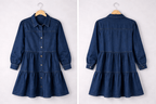 Button Down Babydoll Ruffle Denim Dress Clothing La Vie Bien Button Down Babydoll Ruffle Denim Dress