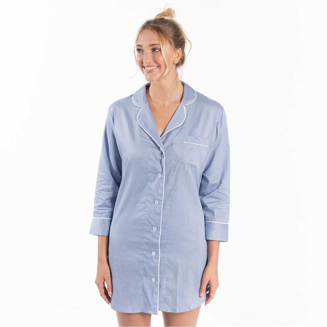 Button - Down Sleep Shirt in Blue [Sizes S/M and L/XL]